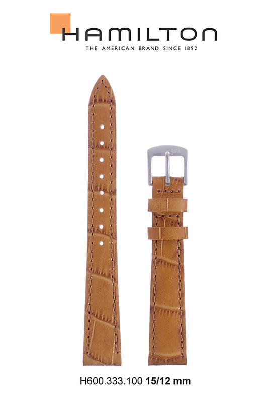 Hamilton Brooke Vintage  Leather-Brown Watch Strap 15-mm Ref H690.333.100 - Genuine OEM