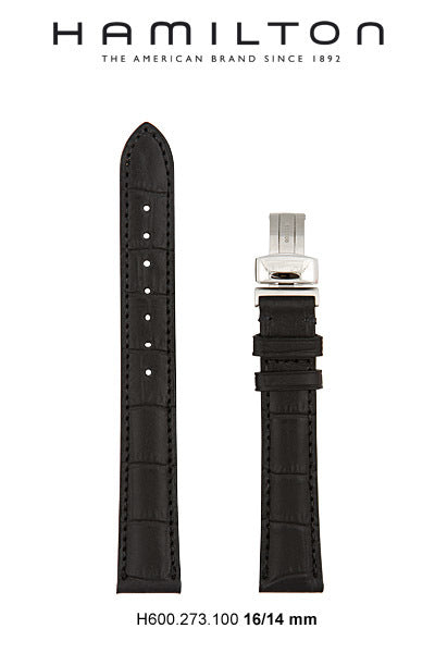 Hamilton Dodson Leather-Black Watch Strap 16-mm Ref H600.273.100 - Genuine OEM