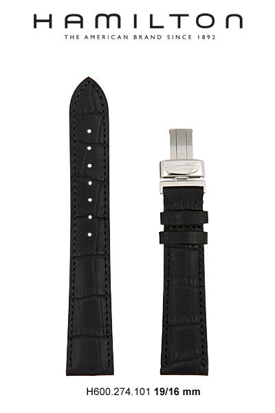 Hamilton Dodson Leather-Black Watch Strap 19-mm Ref H690.274.101 - Genuine OEM