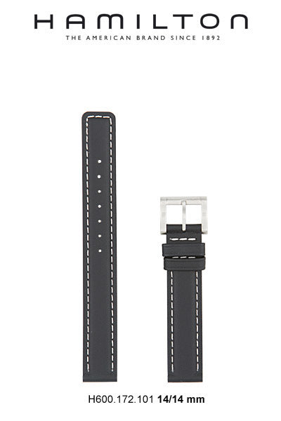 Hamilton Gramercy Leather- Black Watch Strap 14mm Ref H690.172.101- Genuine OEM