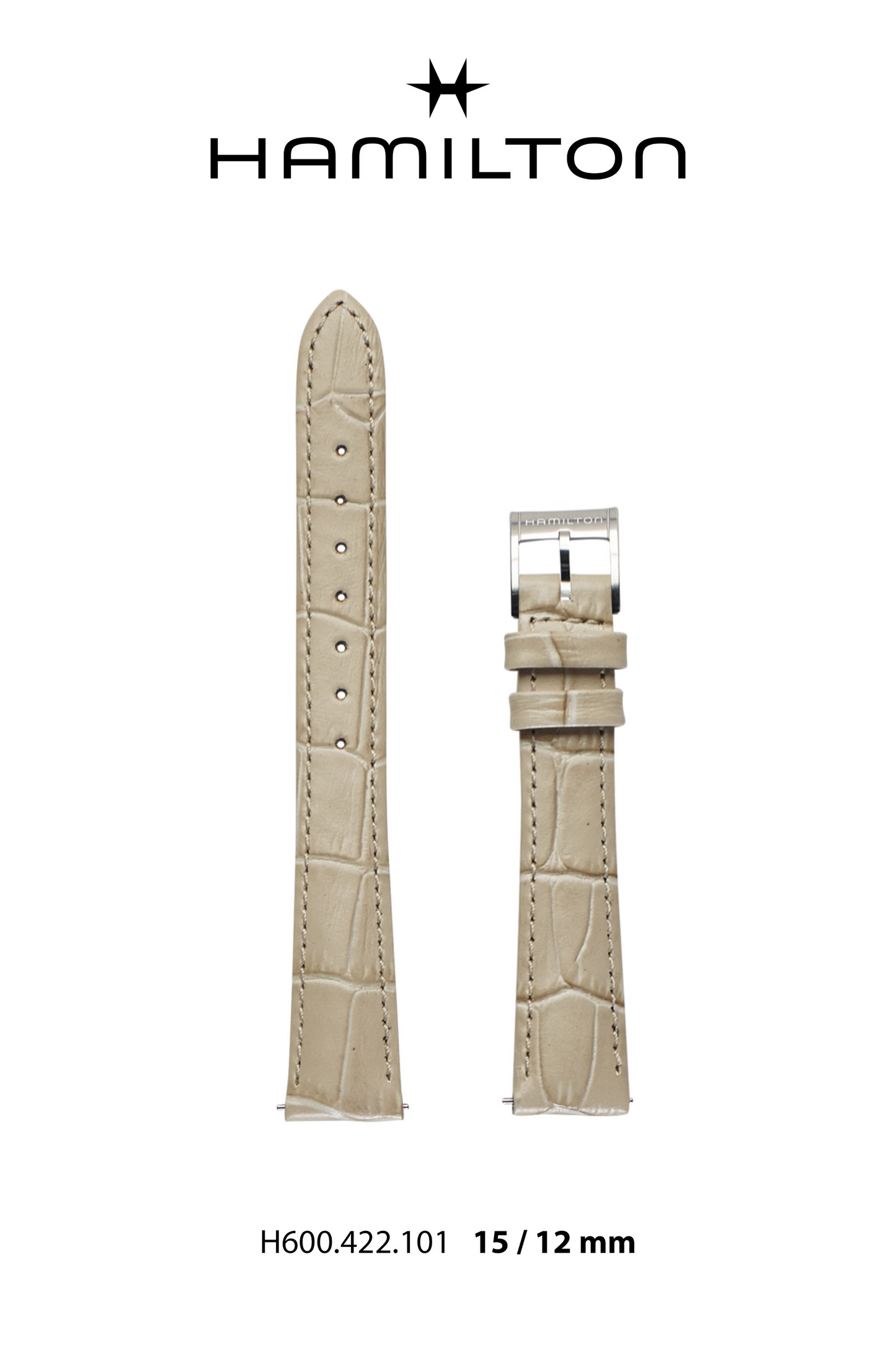Hamilton JM Lady Leather-Beige Watch Strap 15-mm Ref H690.422.101 - Genuine OEM