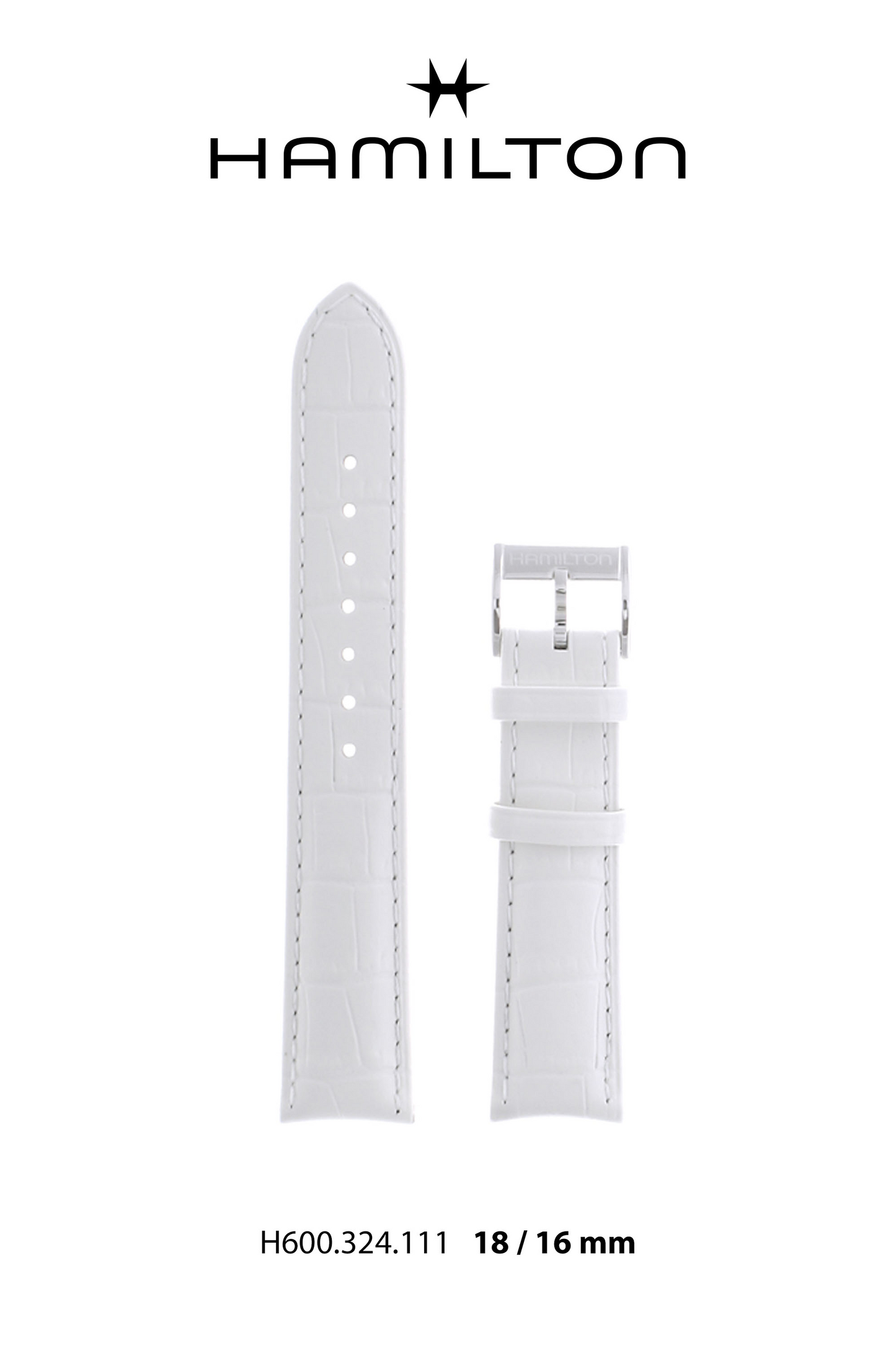 Hamilton JM Lady Leather-White Watch Strap 18-mm Ref H690.324.111 - Genuine OEM