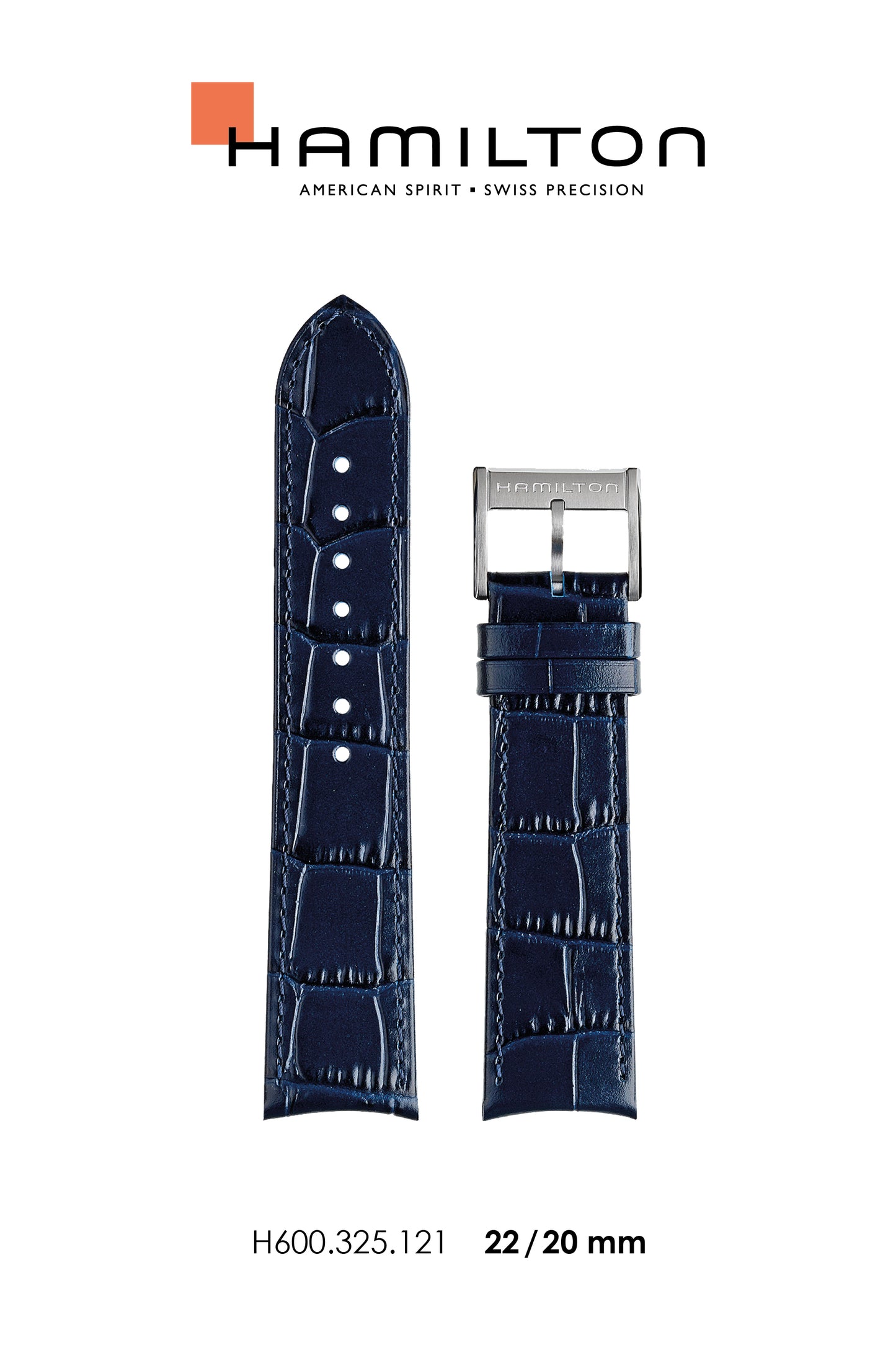 Hamilton JM Maestro Leather-Blue Watch Strap 22-mm Ref H690.325.121 - Genuine OEM