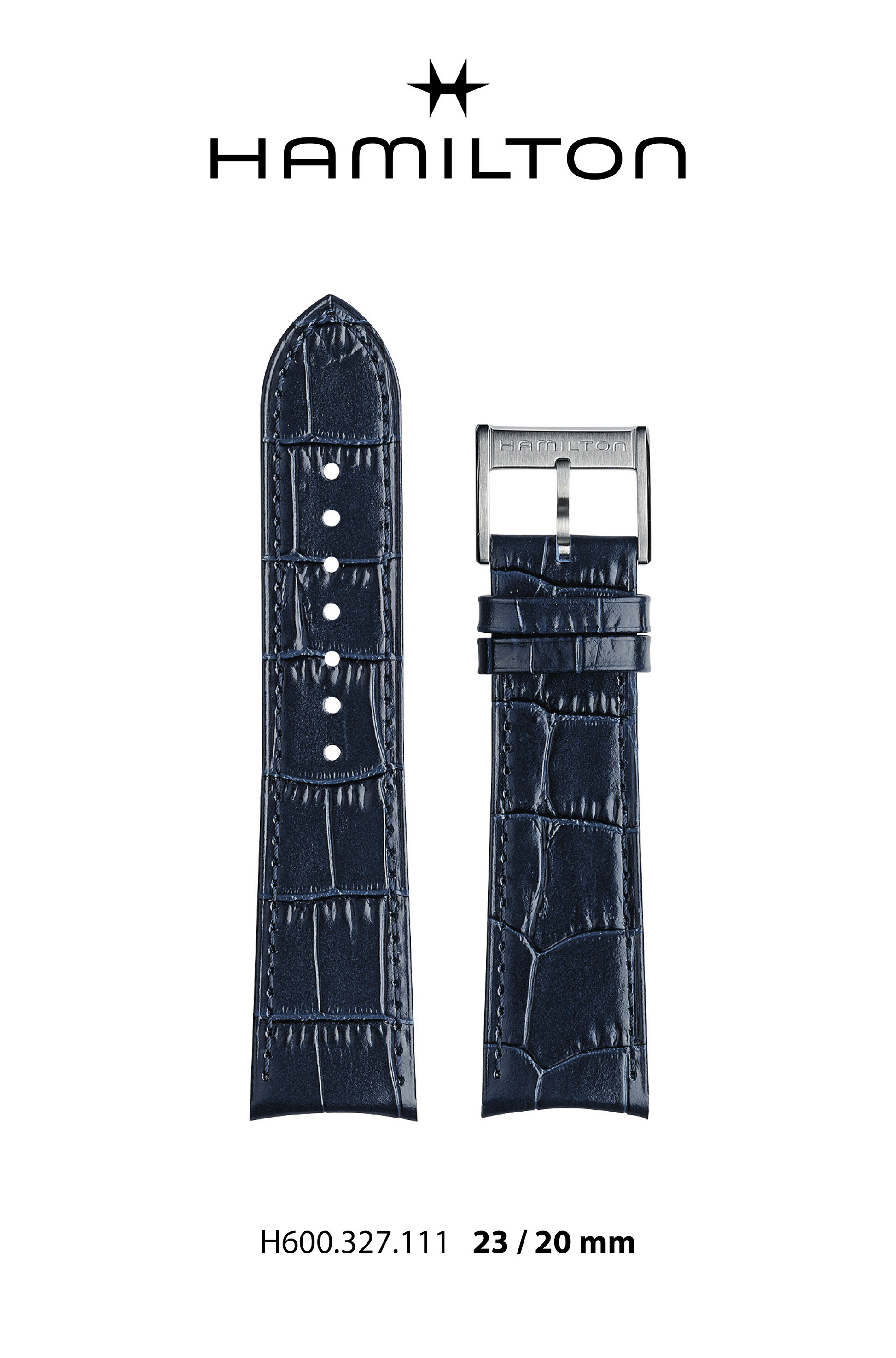 Hamilton JM Maestro Leather-Blue Watch Strap 23-mm Ref H690.327.111 - Genuine OEM