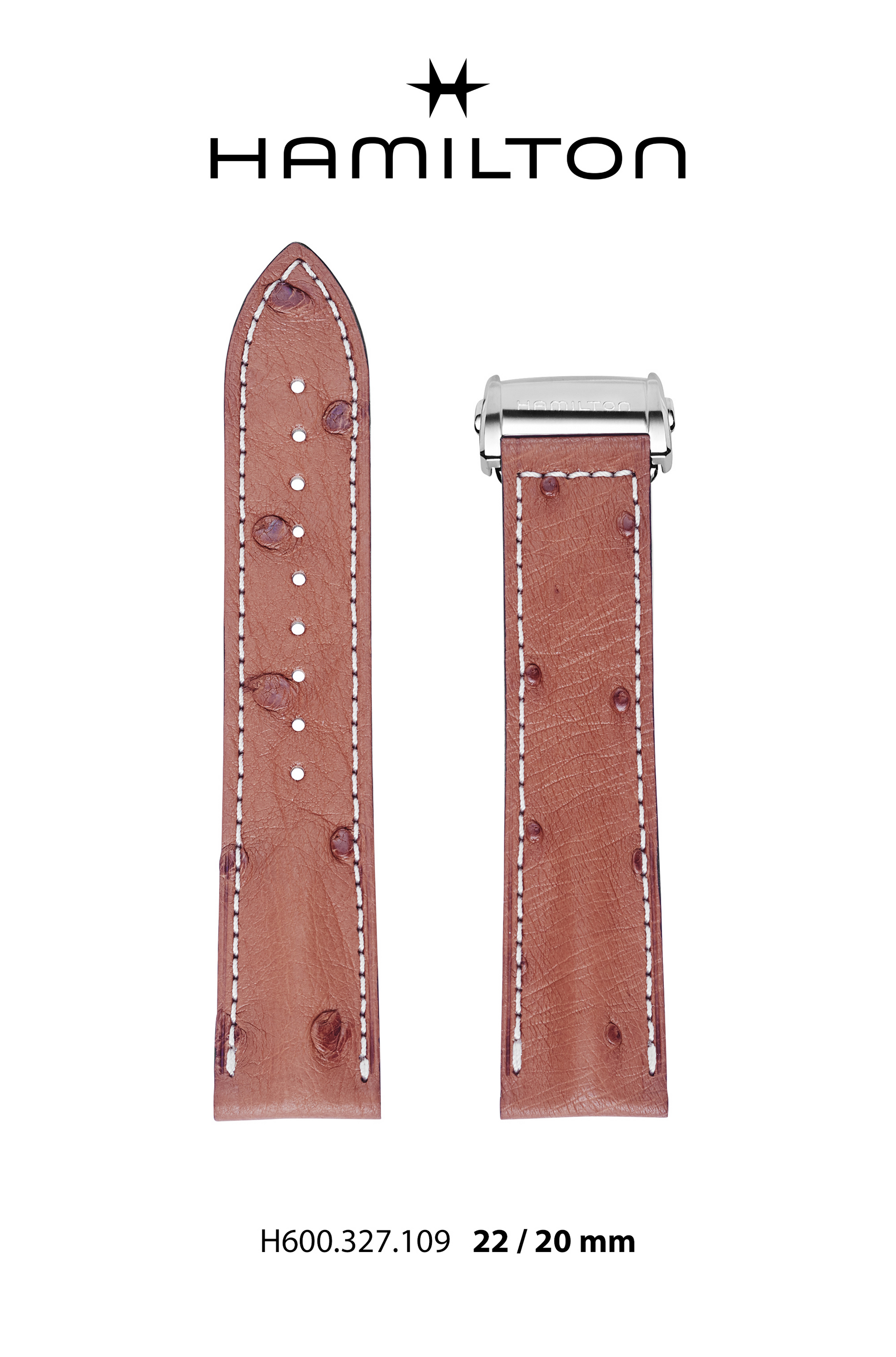 Hamilton JM Open Heart Leather-Brown Watch Strap 22-mm Ref H690.327.109 - Genuine OEM