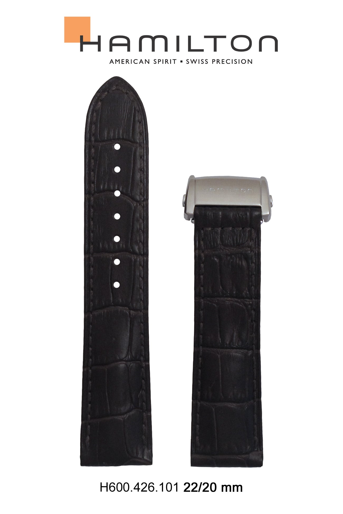 Hamilton JM Regulator Leather-Brown Watch Strap 22-mm Ref H690.426.101 - Genuine OEM