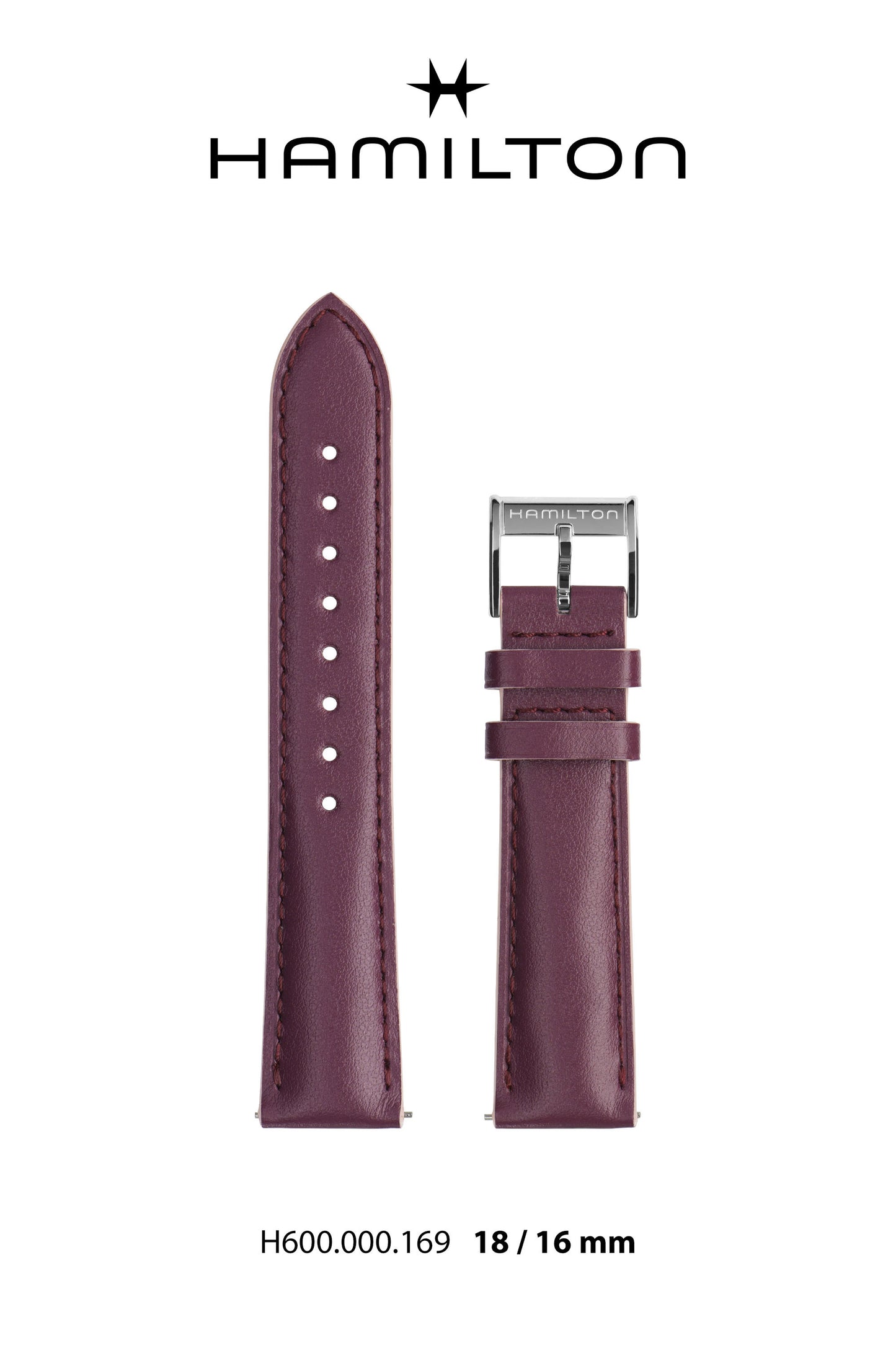 Hamilton JM Skeleton Leather-Purple Watch Strap 18-mm Ref H690.000.169 - Genuine OEM