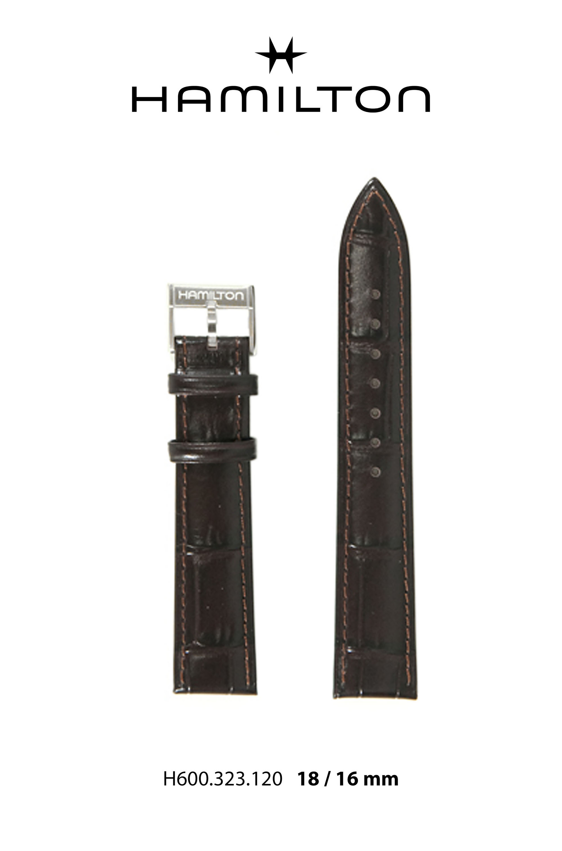 Hamilton JM Viewmatic Leather-Brown Watch Strap 18-mm Ref H690.323.120 - Genuine OEM