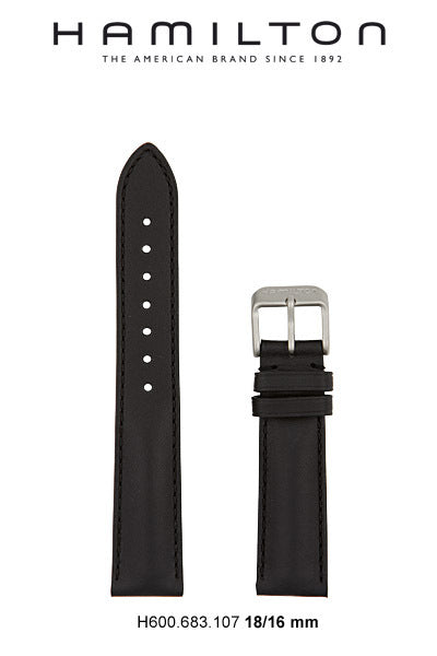 Hamilton Khaki Field Leather-Black Watch Strap 18-mm Ref H600.683.107 - Genuine OEM
