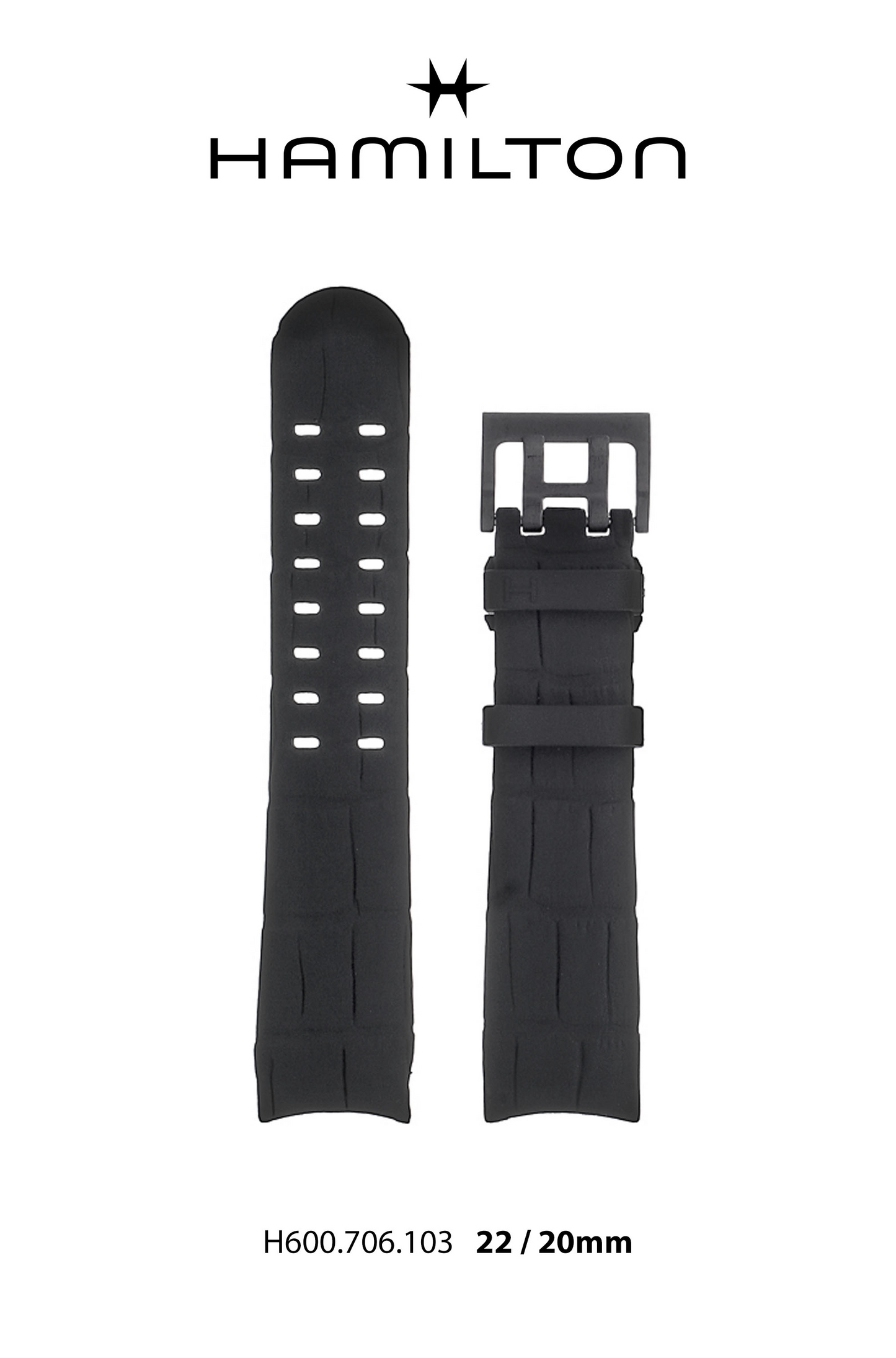 Hamilton Khaki Field Rubber Watch Strap 22-mm Ref H691.706.103 - Genuine OEM
