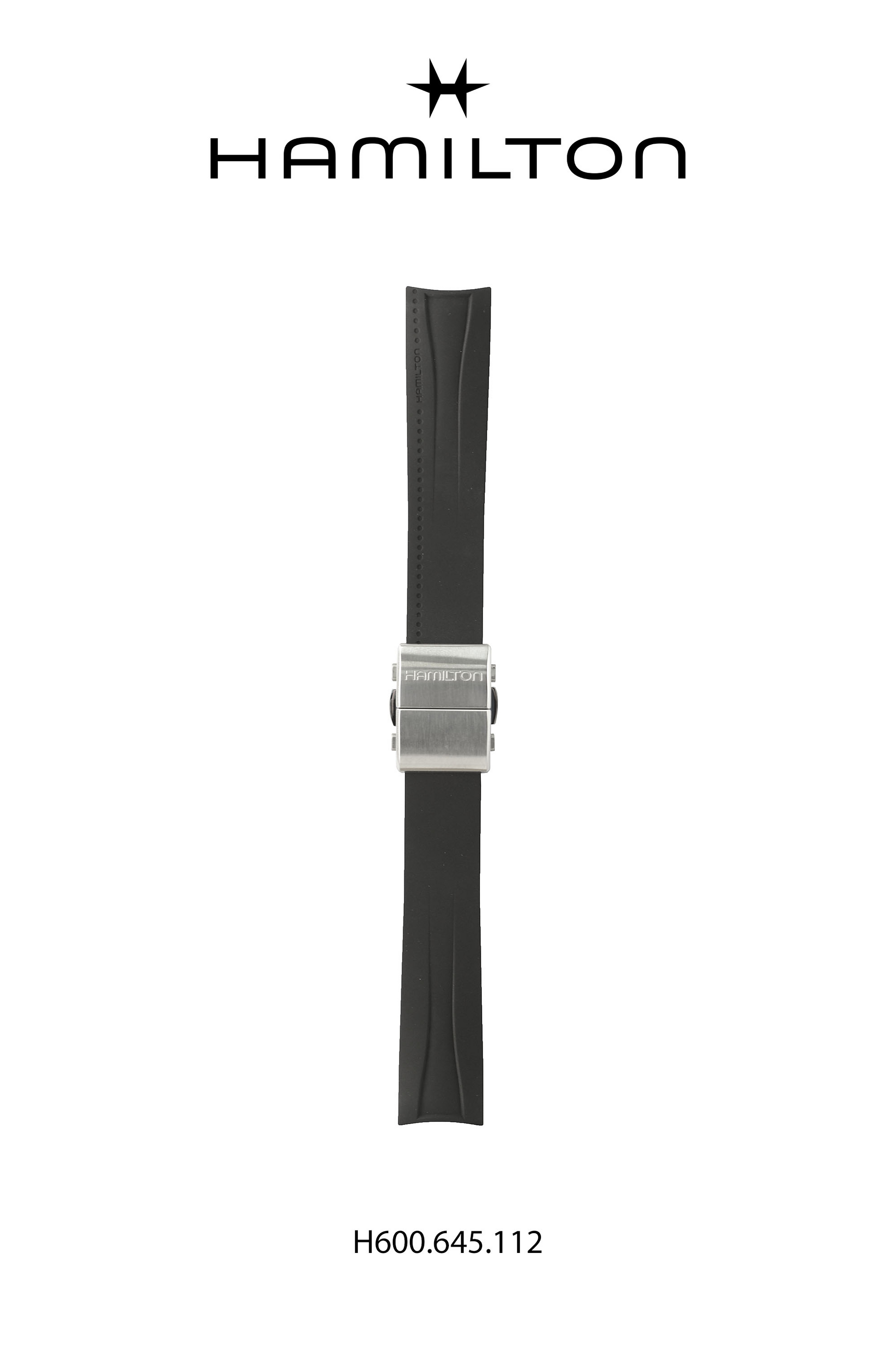Hamilton Khaki Flight Timer Rubber Watch Strap  Ref H691.645.112 - Genuine OEM