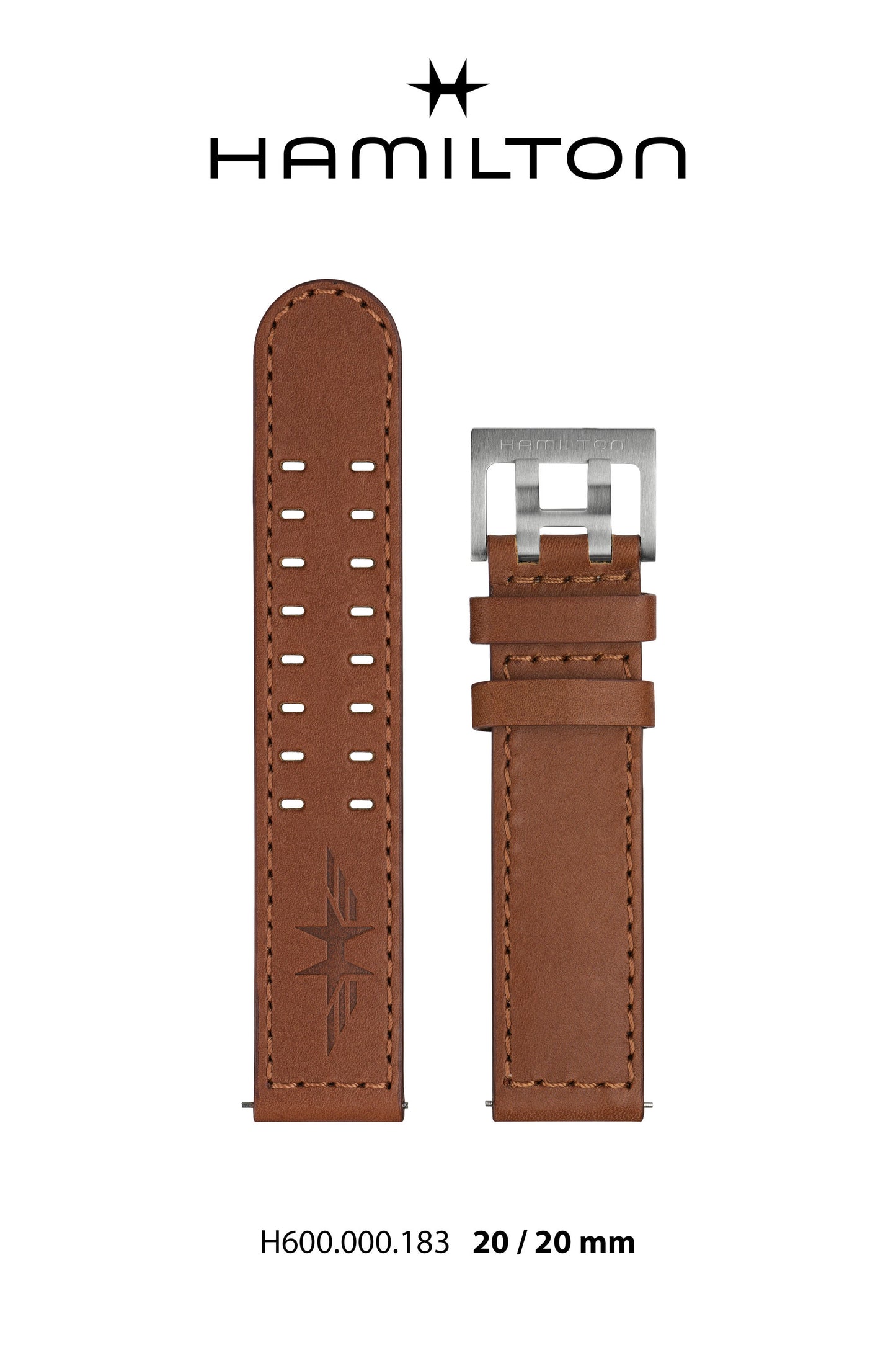 Hamilton Khaki Pilot Leather-Brown Watch Strap 20-mm Ref H690.000.183 - Genuine OEM