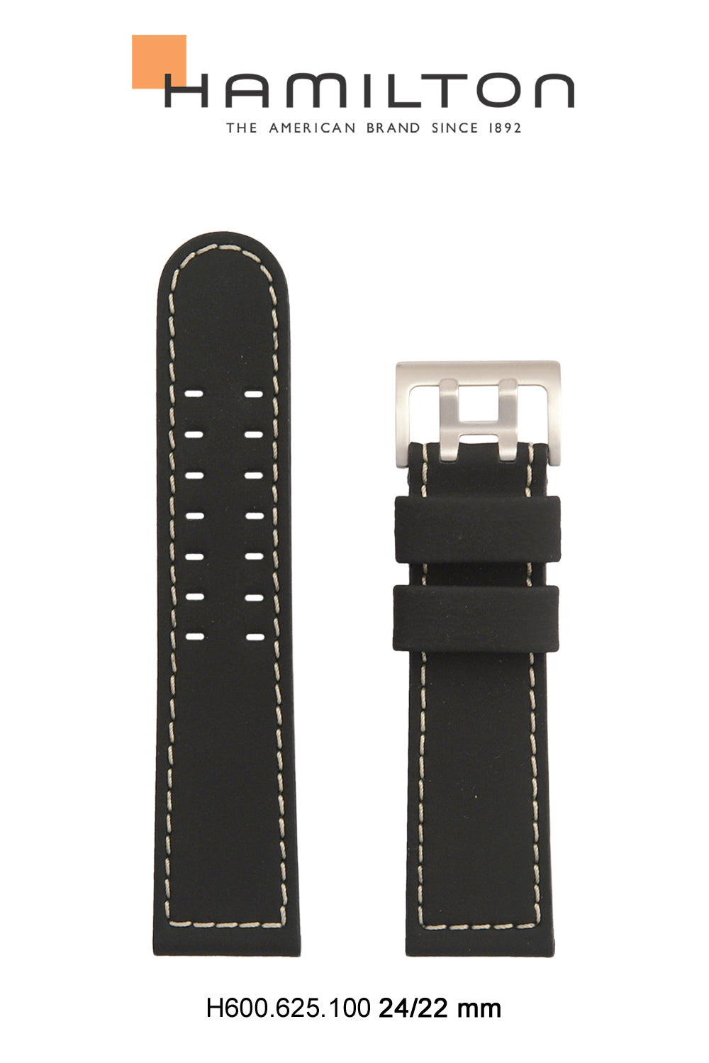 Hamilton Khaki Twilight Leather-Black Watch Strap 24-mm Ref H690.625.100 - Genuine OEM
