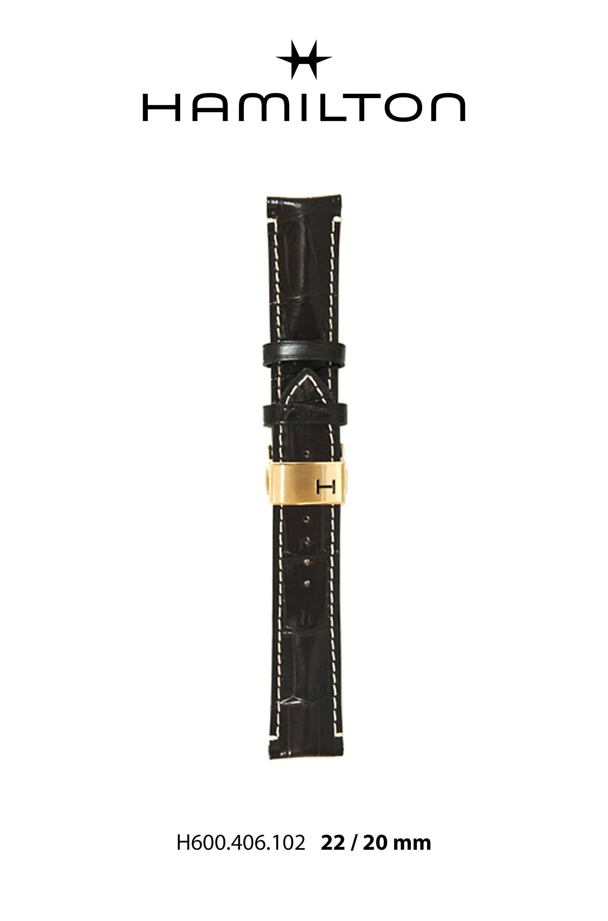 Hamilton RailRoad Leather-Brown Watch Strap 22-mm Ref H690.406.102 - Genuine OEM