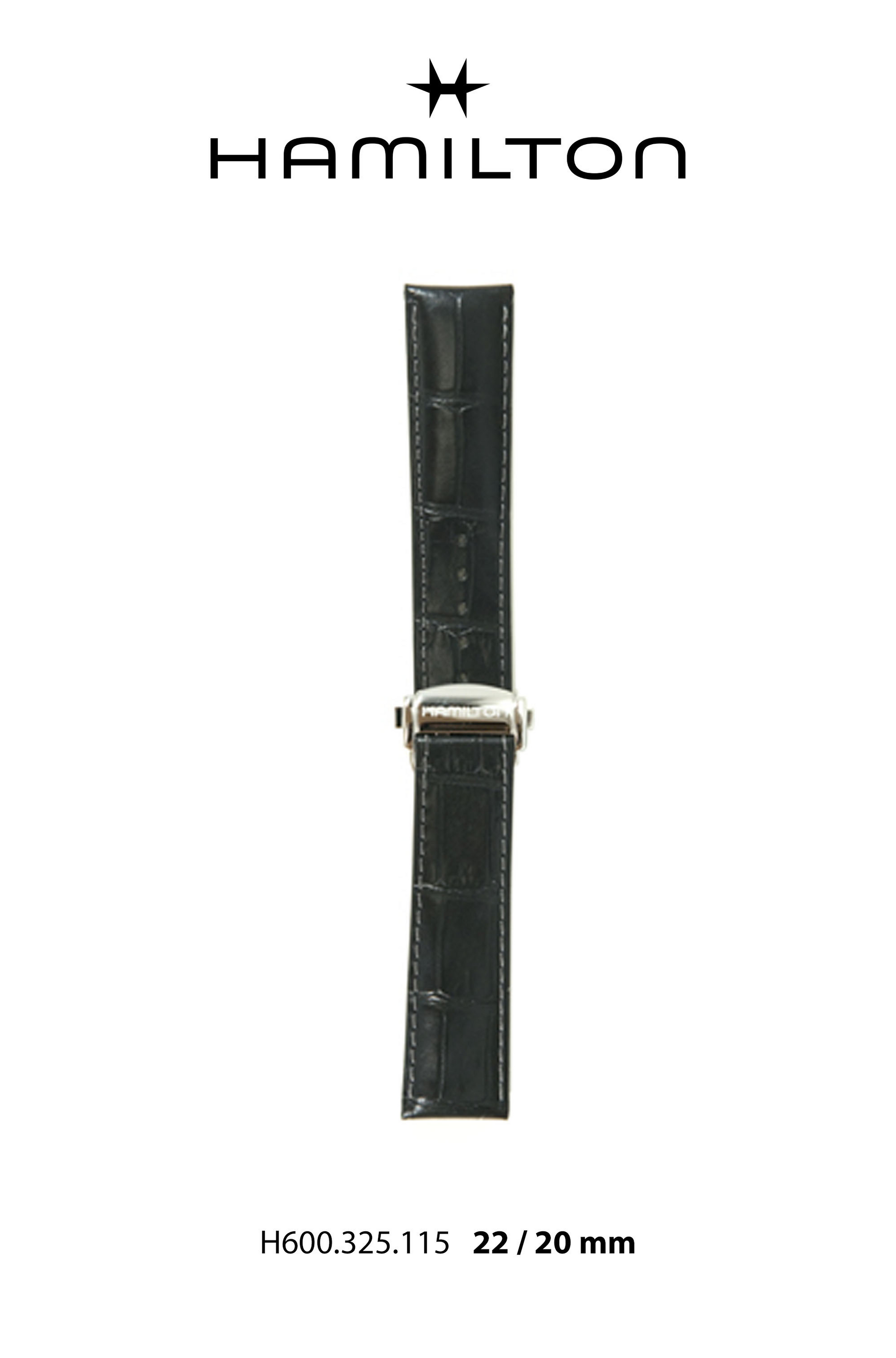 Hamilton Spirit Of Liberty Leather-Black Watch Strap 22-mm Ref H690.325.115 - Genuine OEM