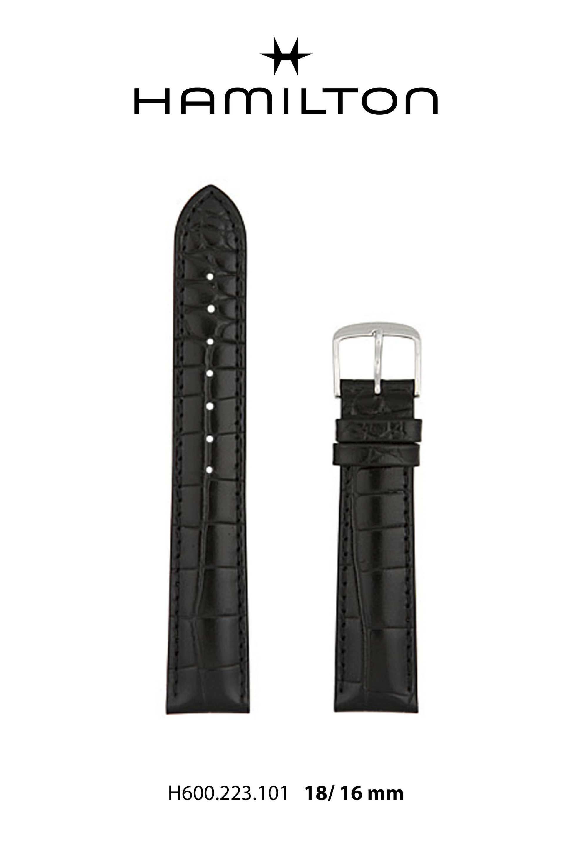 Hamilton Thinline  Leather-Black Watch Strap 18-mm Ref H690.223.101 - Genuine OEM