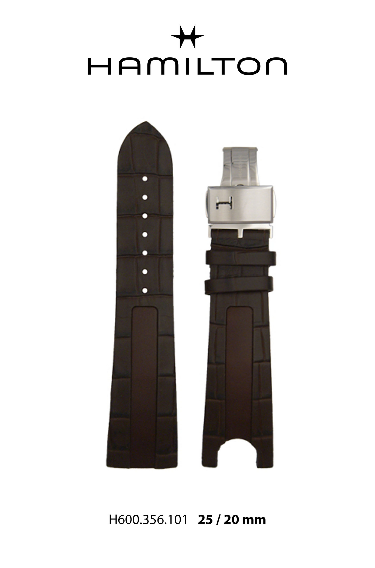 Hamilton US 66 Power Reserve Leather-Brown Watch Strap 25-mm Ref H690.356.101 - Genuine OEM