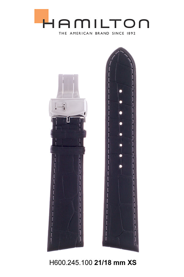 Hamilton Ventura Leather-Black Watch Strap 21-mm Ref H600.245.100 - Genuine OEM