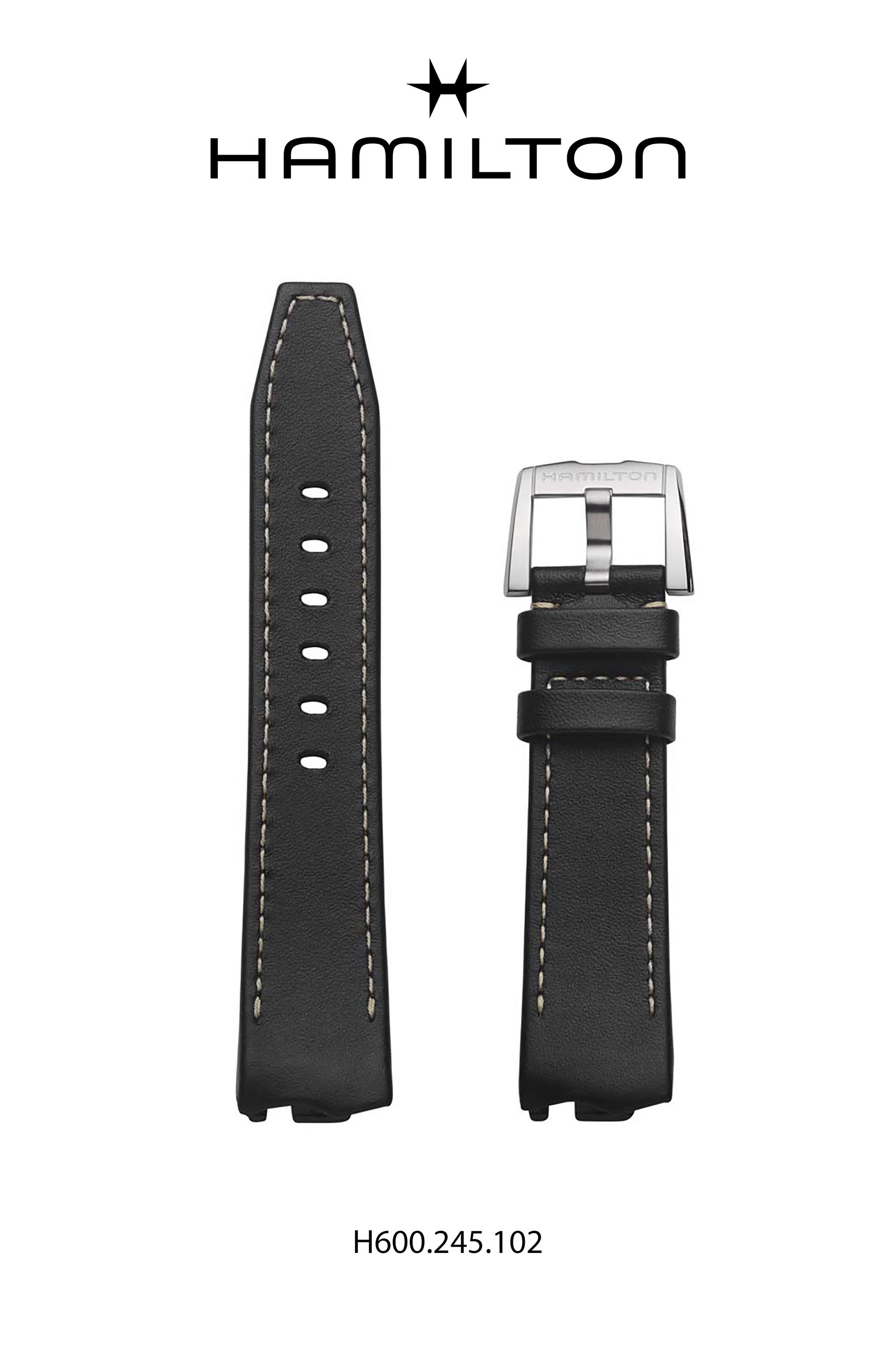 Hamilton Ventura Leather-Black Watch Strap 21-mm Ref H690.245.102 - Genuine OEM
