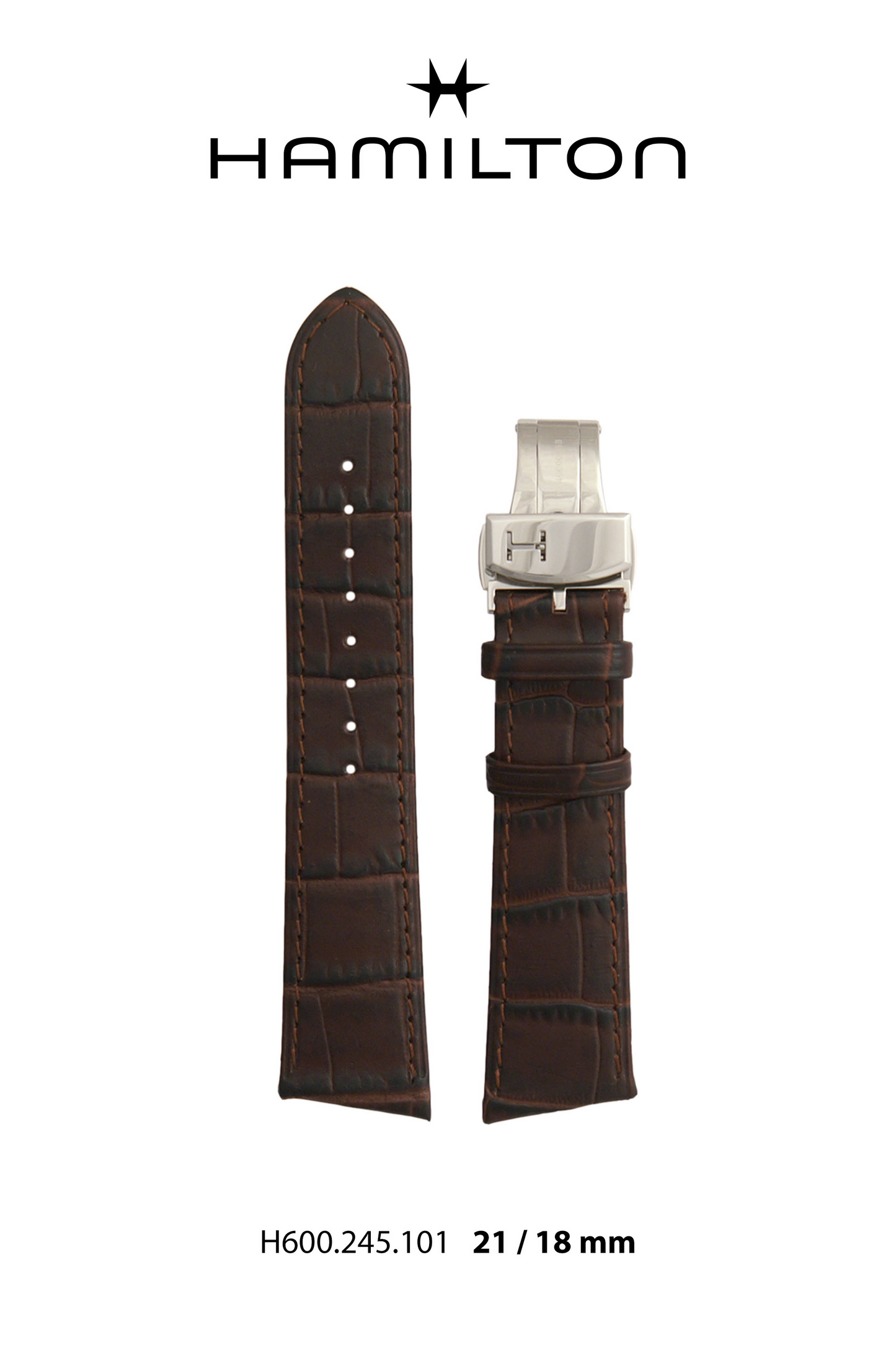 Hamilton Ventura Leather-Brown Watch Strap 21-mm Ref H690.245.101 - Genuine OEM