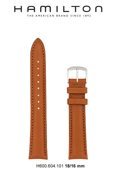 Hamilton Watch M Khaki Field lll Leather-Brown Watch Strap 18-mm Ref H600.604.101 - Genuine OEM