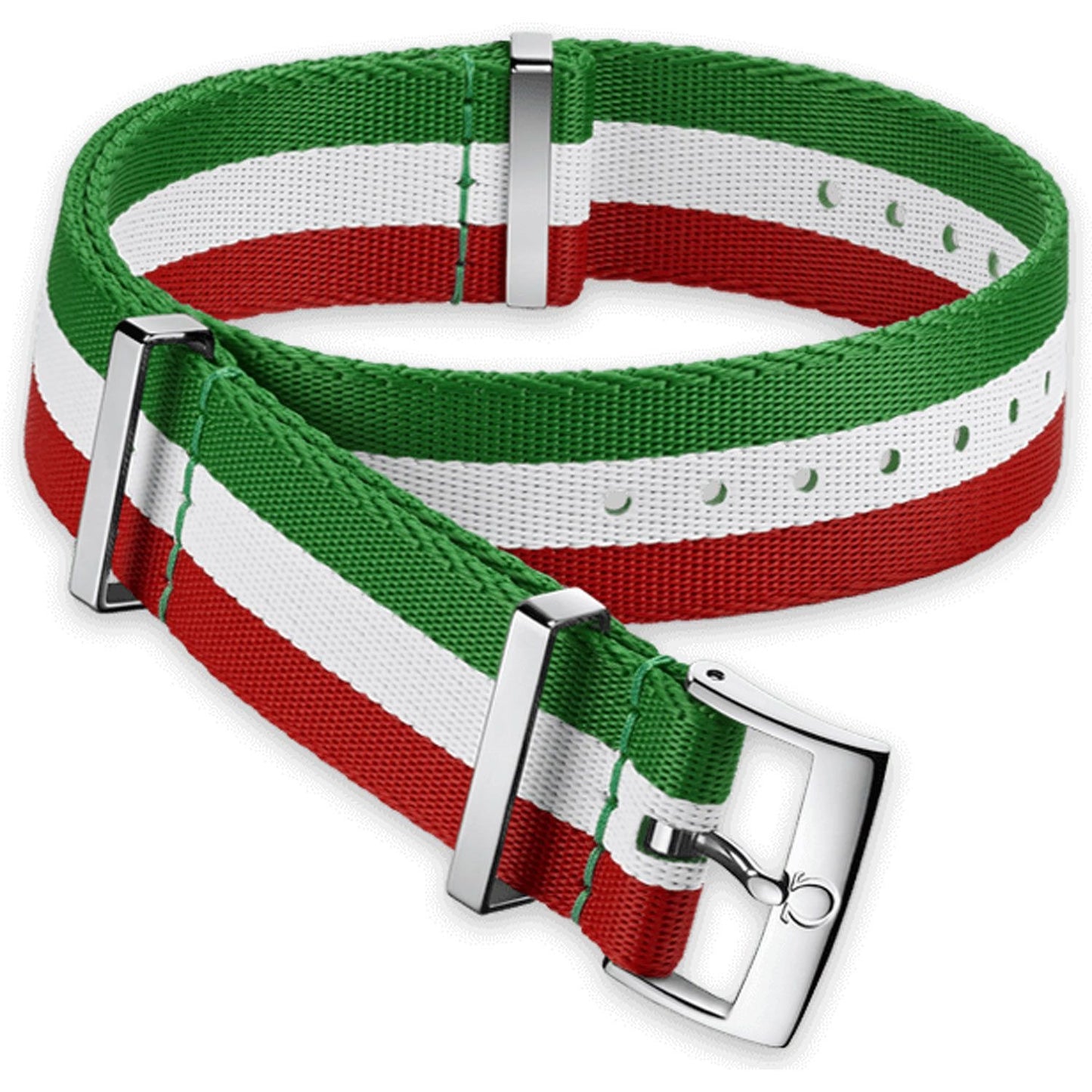 OMEGA Nylon Green White Red Strap 20MM Standard Buckle Ref 031CWZ010656, 7613304233314 – Genuine OEM
