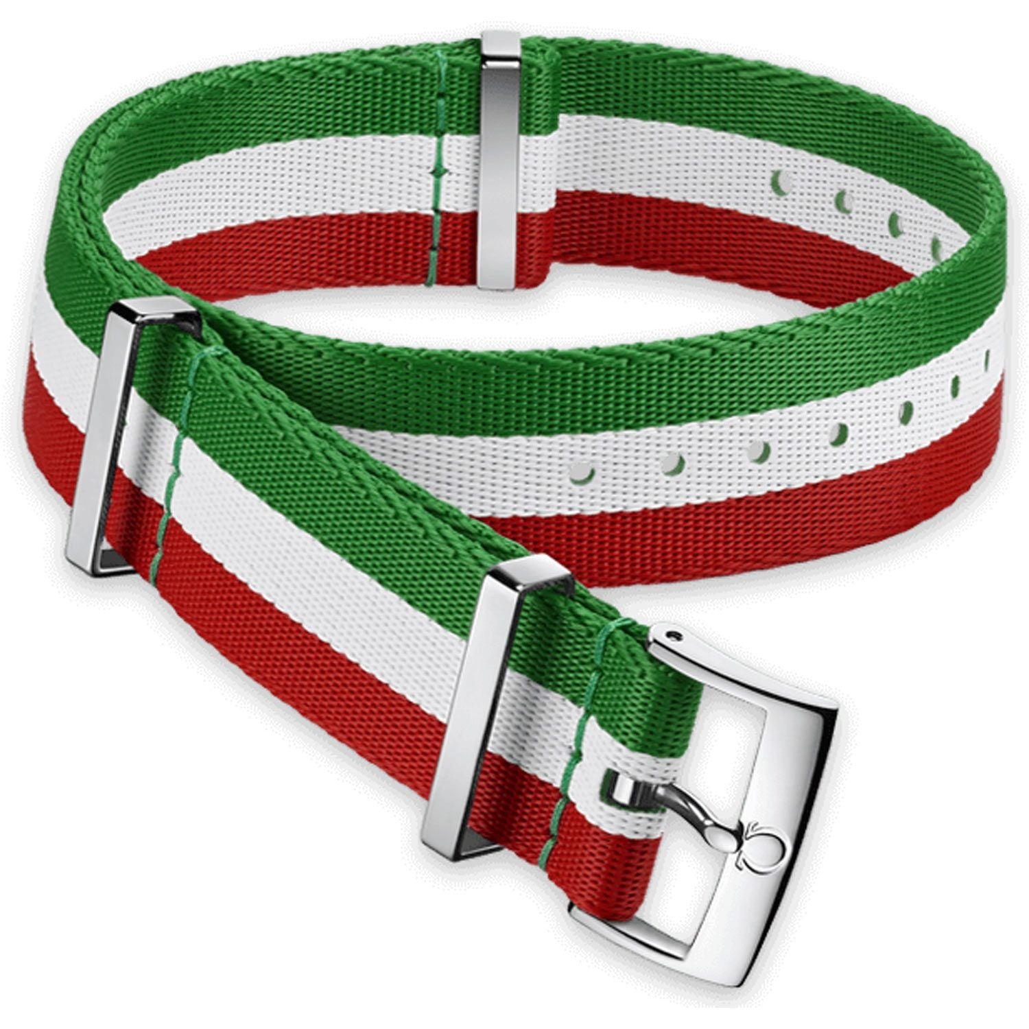 OMEGA Nylon Green White Red Strap 20MM Standard Buckle Ref 031CWZ010656, 7613304233314 – Genuine OEM