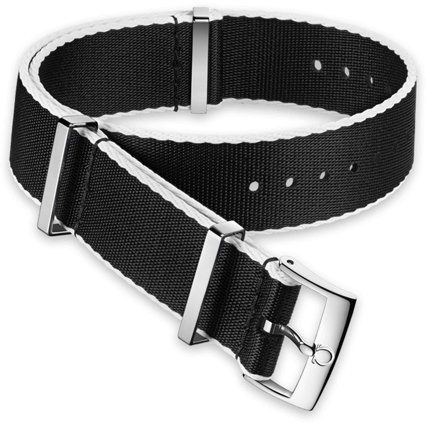 OMEGA Nylon Polyamid Black Strap White-Bordered 20mm Ref 031CWZ010710, 7613304233901 – Genuine OEM