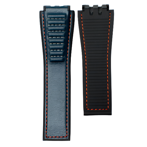 TAG Heuer FT6100 CAR2A1N Carrera Heuer 01 Black Rubber/Blue Calfskin Strap 22mm - Genuine OEM