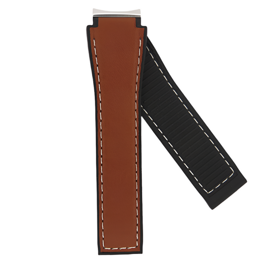 TAG Heuer FT6116 WBG1311 Carrera Black Rubber/Brown Calfskin Strap 18.5mm - Genuine OEM