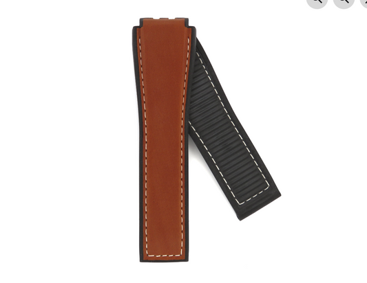 TAG Heuer FT6121 CAR2A91 Carrera Black Rubber/Brown Calfskin Strap 22mm - Genuine OEM