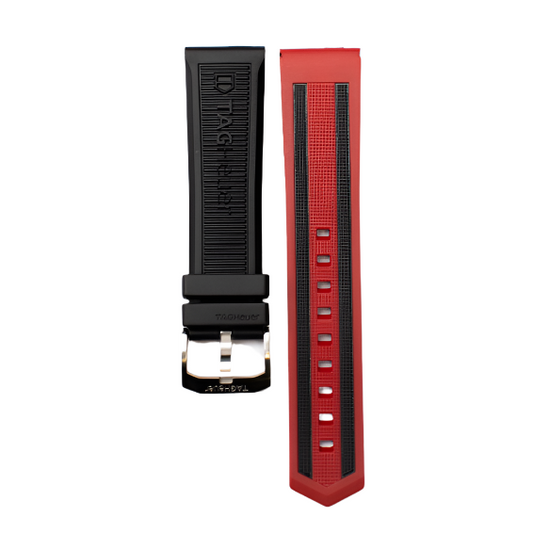 TAG Heuer Formula 1 BT0718 Black/Red Rubber Strap 22mm - Genuine OEM