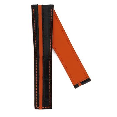 TAG Heuer Monaco CAW2110 FC6252 Black with Orange Stitching and Orange Band Alligator Leather Strap 22mm - Genuine OEM