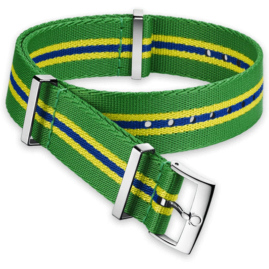 OMEGA NATO Green striped Strap 22MM Standard Buckle Ref 031CWZ010680, 7613304233604 – Genuine OEM