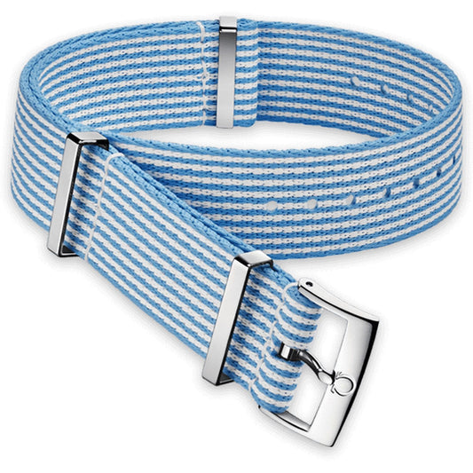 OMEGA NATO Blue Striped Strap 22MM Standard Buckle Ref 031CWZ010684, 7613304233642 - Genuine OEM