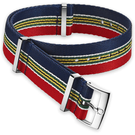OMEGA NATO Polyamid Multicolour Striped Strap 20mm Ref 031CWZ010690, 7613304233703 – Genuine OEM